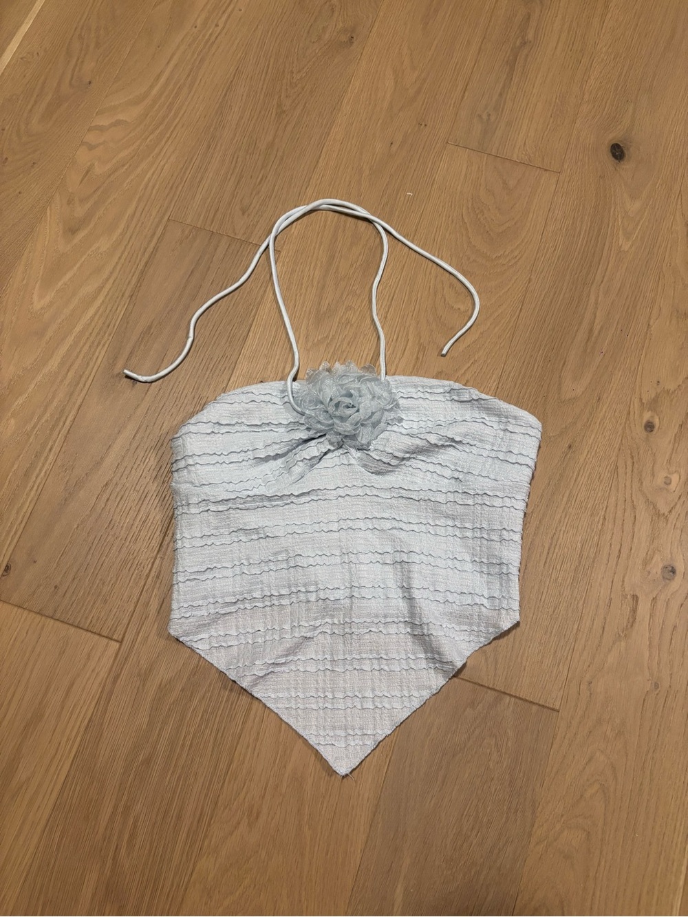 SHEIN White Strapless Handkerchief Hem Camisole with Floral Appliqué